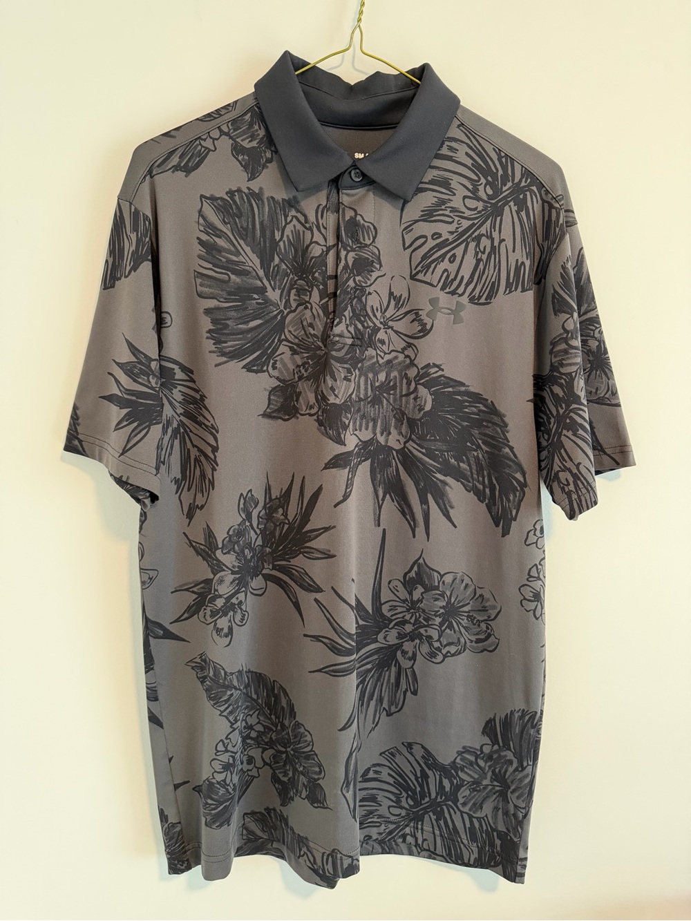 Under Armour Gray Floral-Print Polo Shirt